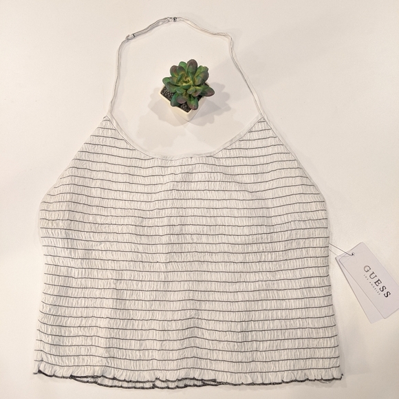 Guess Poppy Smocked Adjustable Halter Top Large - Picture 2 of 7